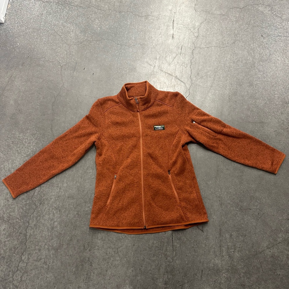 Vintage LL Bean Orange Fleece Outdoor Jacket Women’s Medium Petite